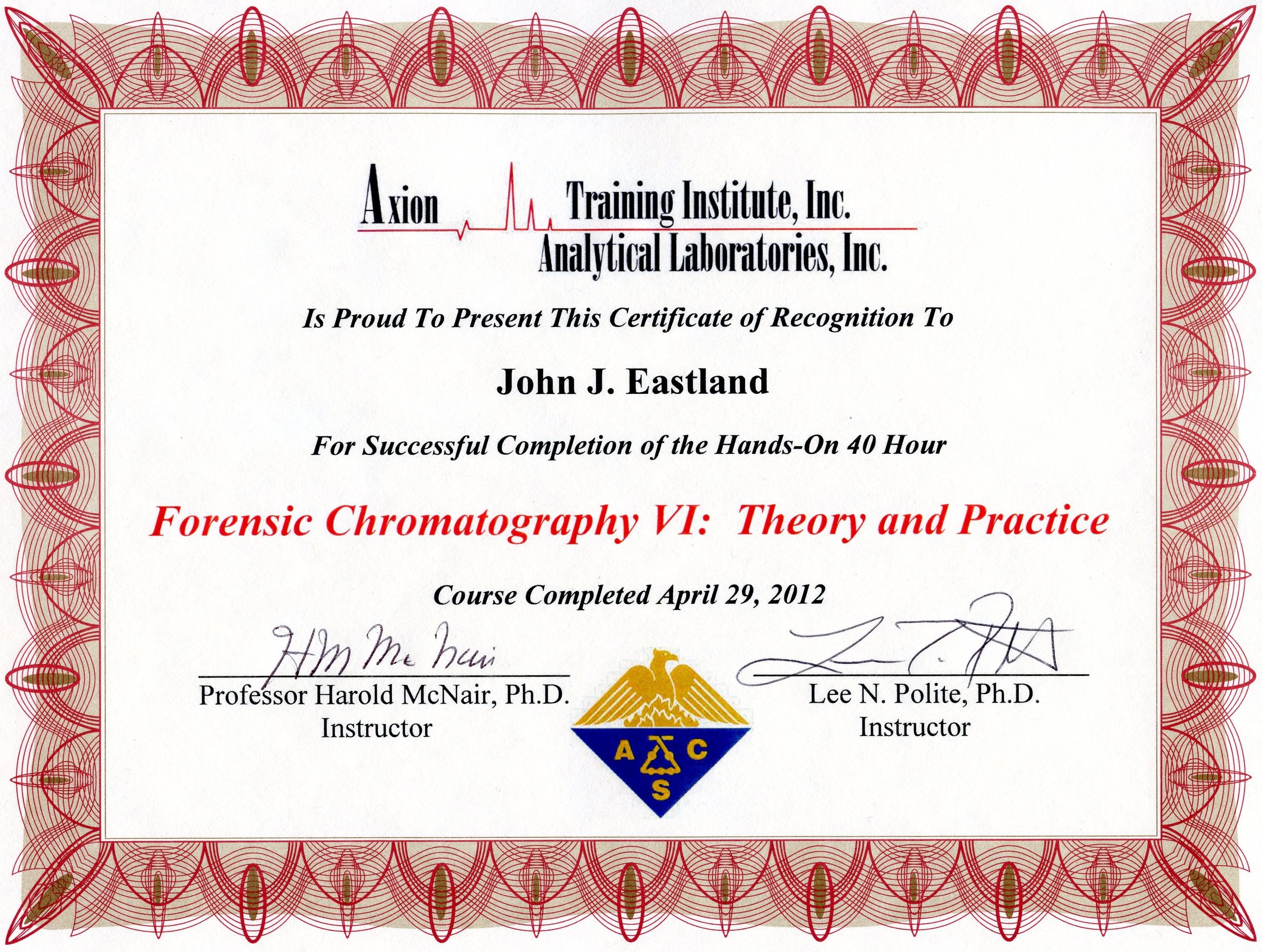 Axion Certificate